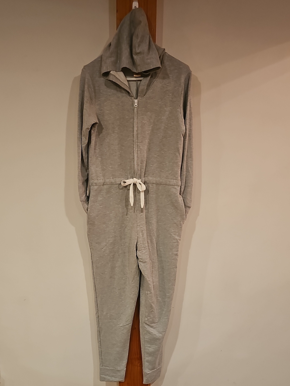 Smash + Tess Heather Gray Hooded Zip Jumpsuit with Drawstring